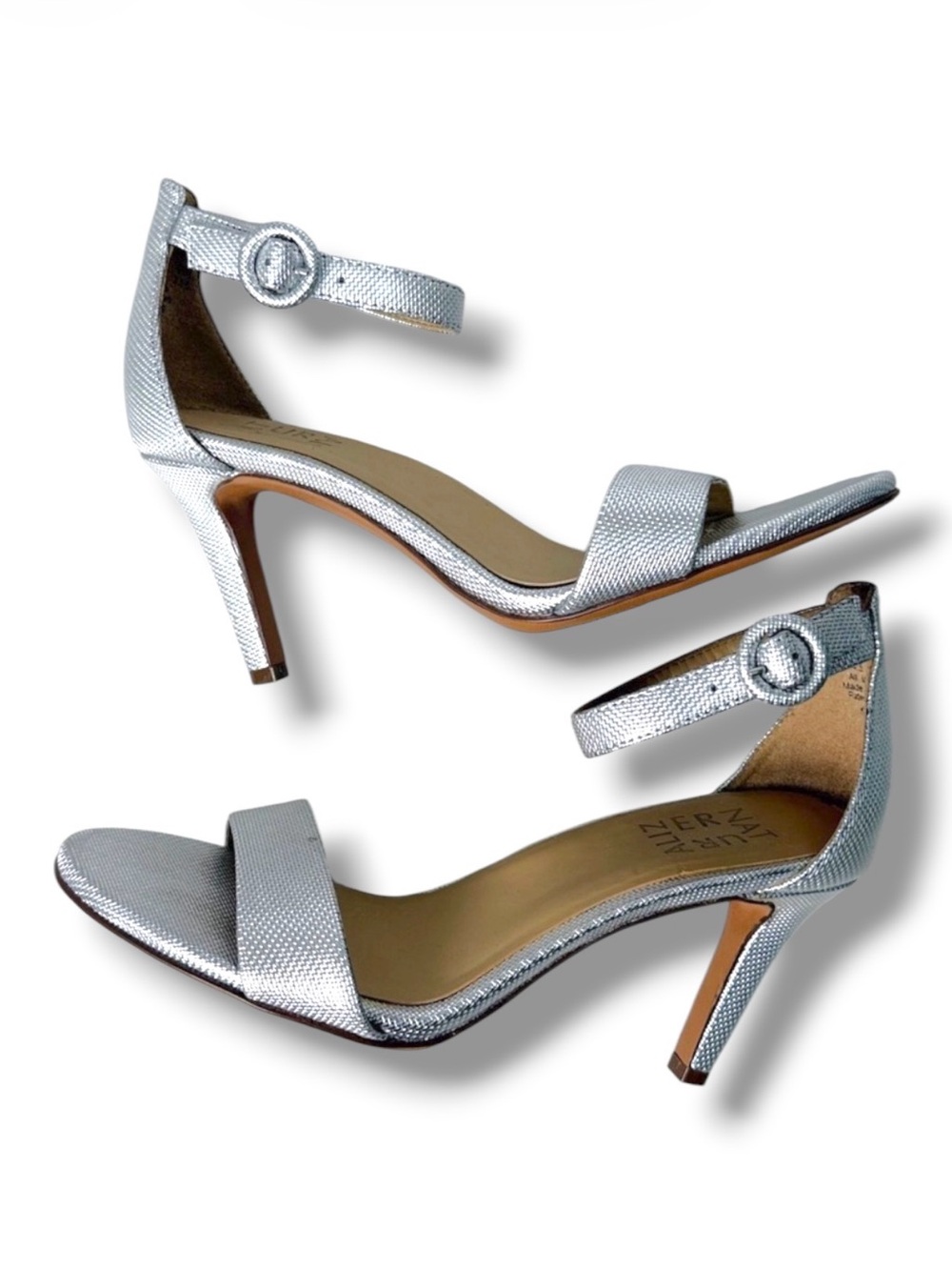 Naturalizer Strappy Heels Silver Size 6.5